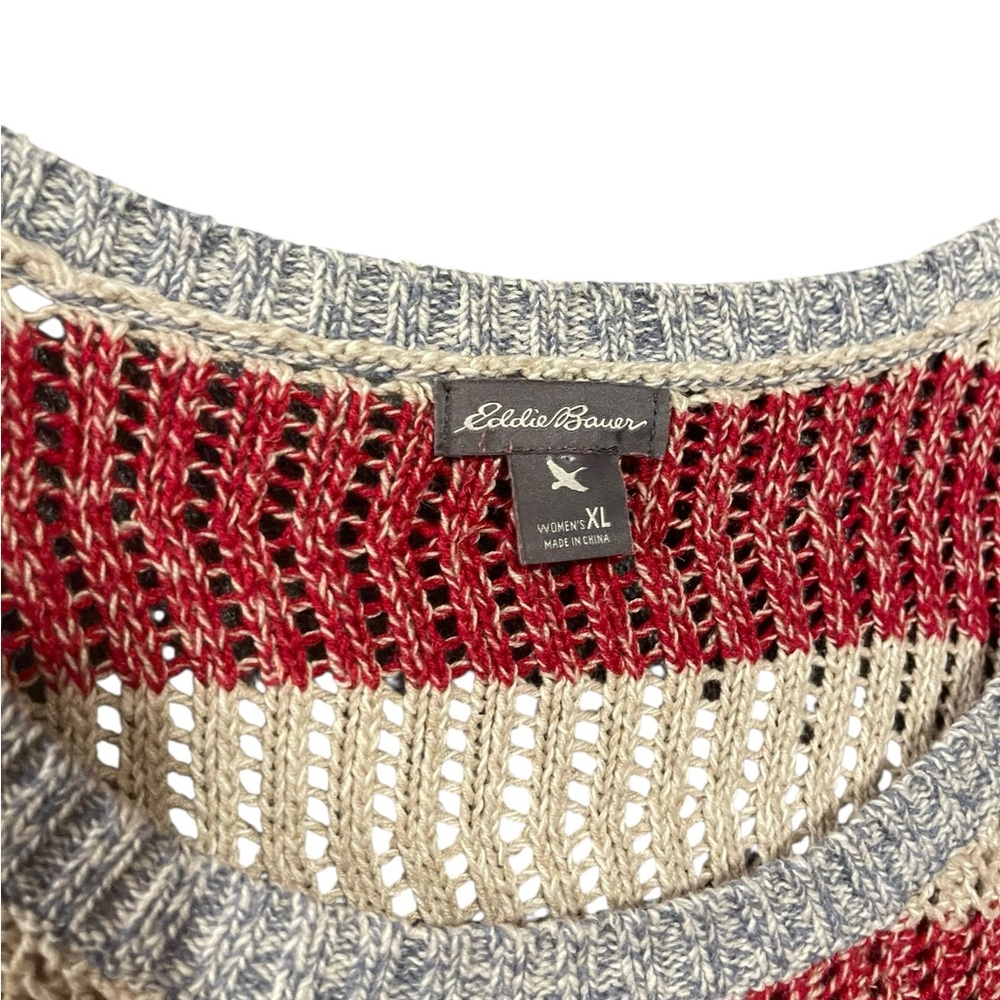 Eddie Bauer Red+White Knit Top NWOT - Picture 3 of 3